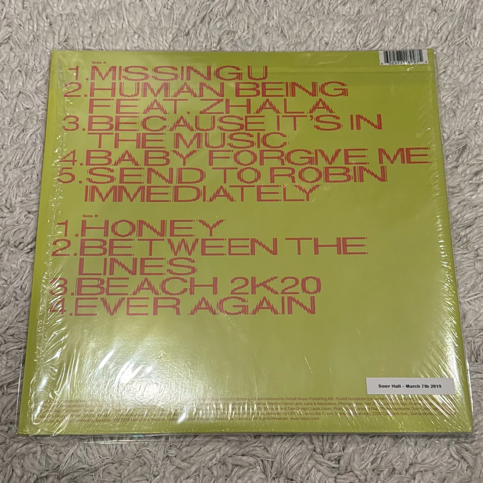 ROBYN SIGNED HONEY BLACK VINYL RECORD LP AUTOGRAPH RARE, image 3