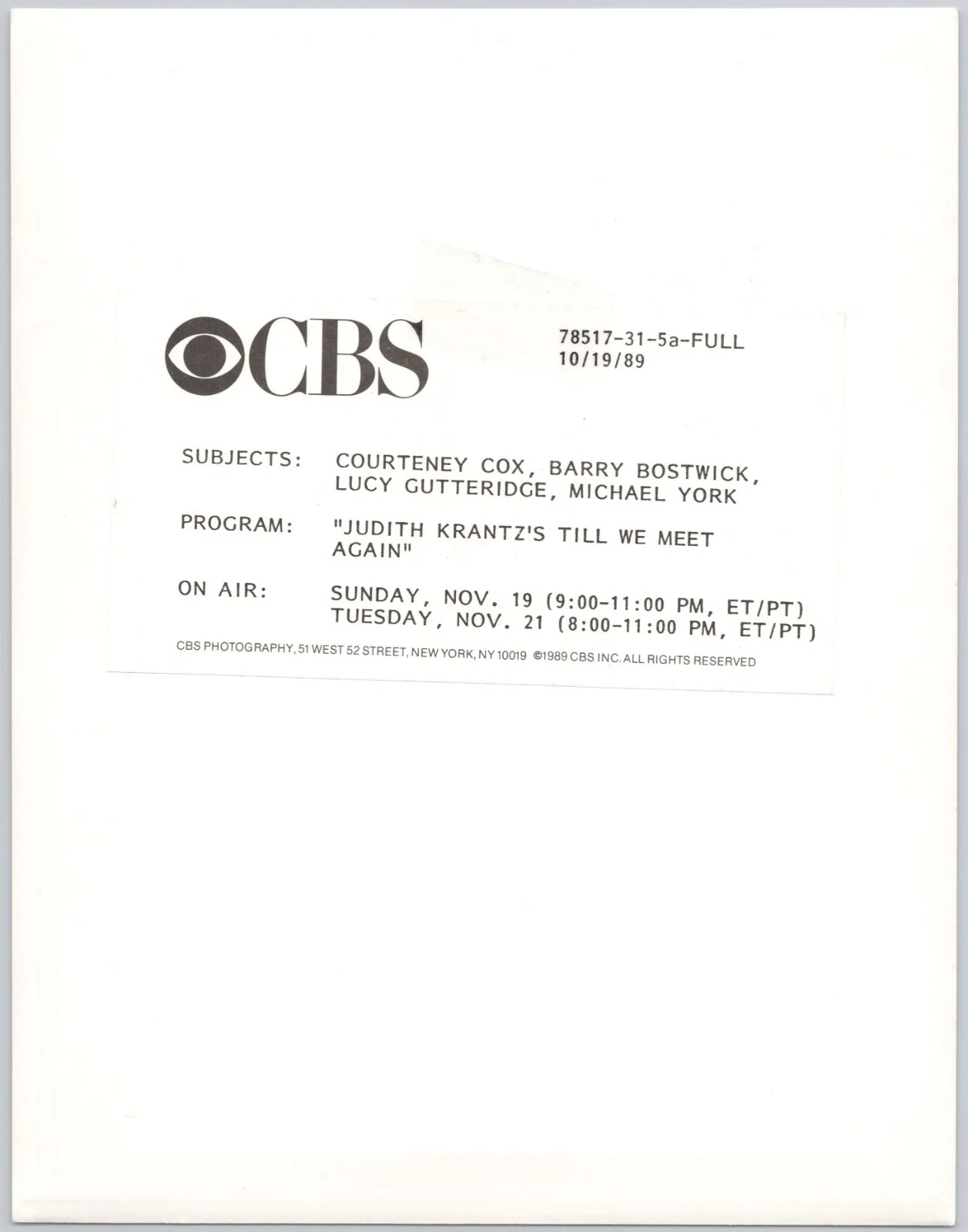 Courtney Cox Photograph Judith Krantz's Till We CBS Movie Still 9 x 7 in Photo, изображение 2