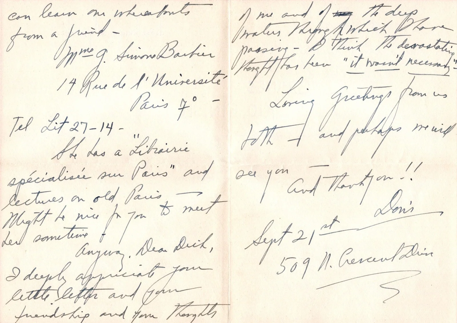 DORIS KENYON — DORIS KENYON Silent Movie Actress Handwritten Letter 1970's - AUTOGRAPH SIGNED