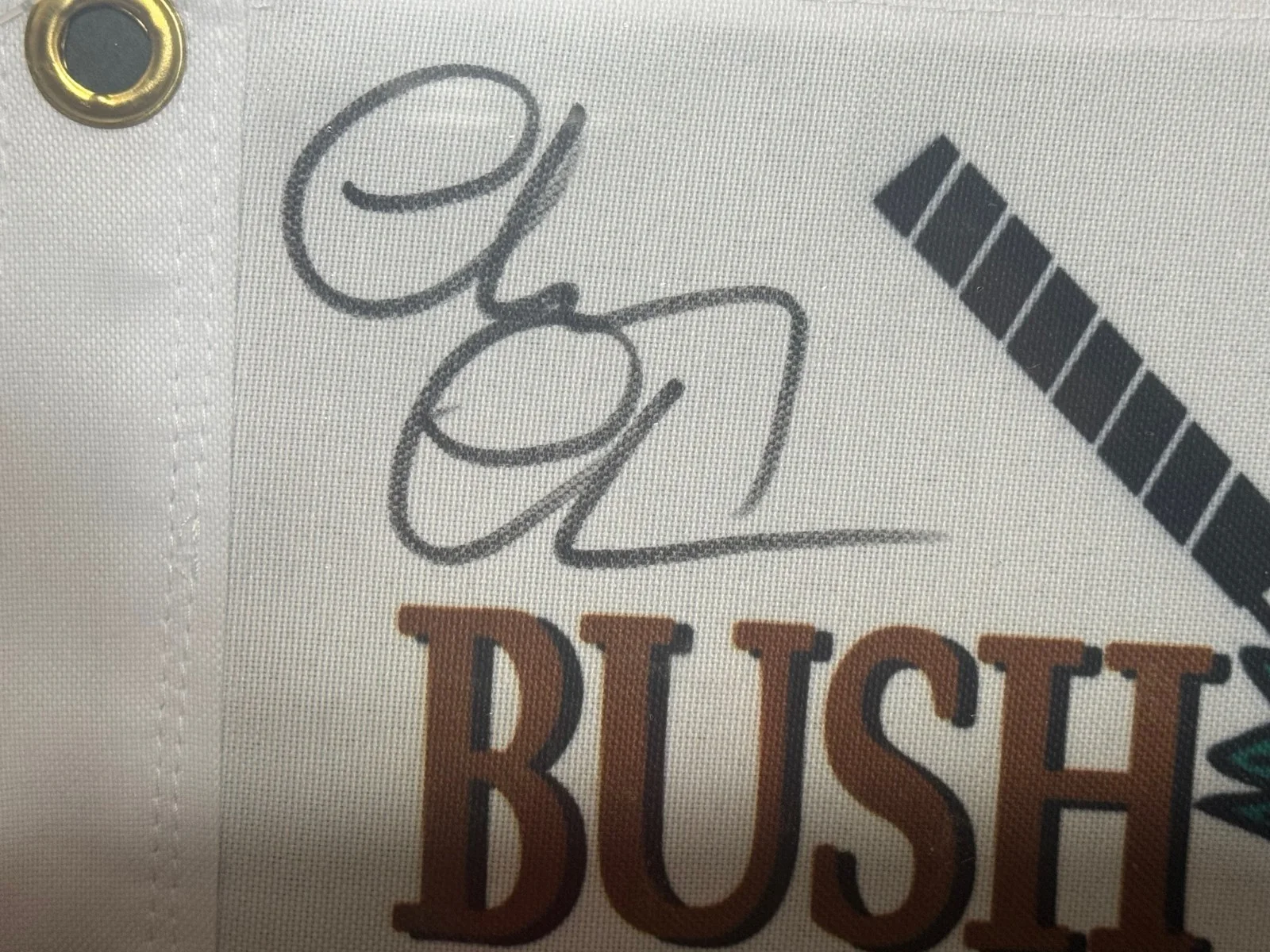 CHEVY CHASE — CHEVY CHASE SIGNED "CADDYSHACK" BUSH WOOD GOLF FLAG FRAMED BECKETT BAS, image 2