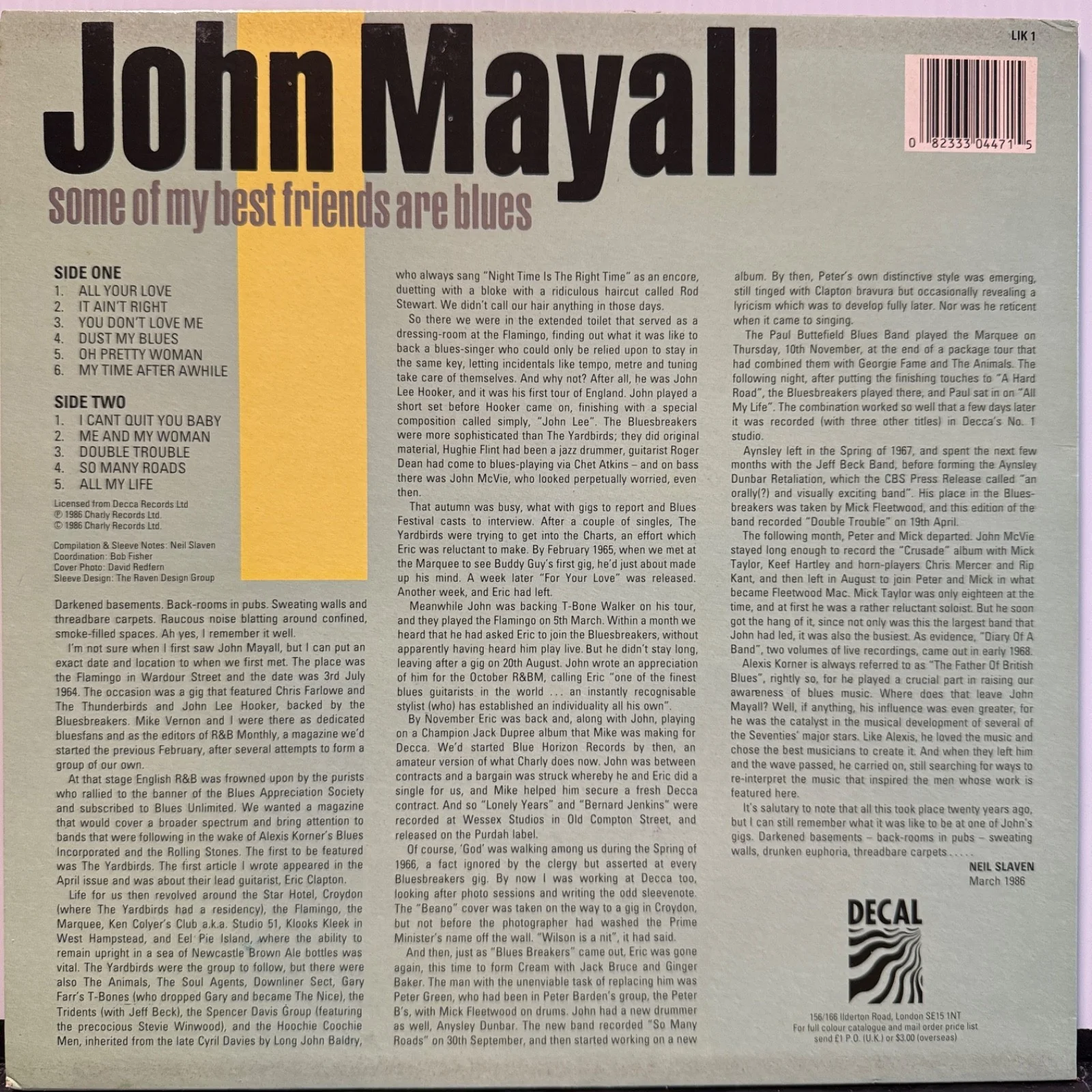 JOHN MAYALL "Some Of My Best Friends Are Blues" AUTOGRAPHED UK vinyl LP LIK 1 NM, изображение 3