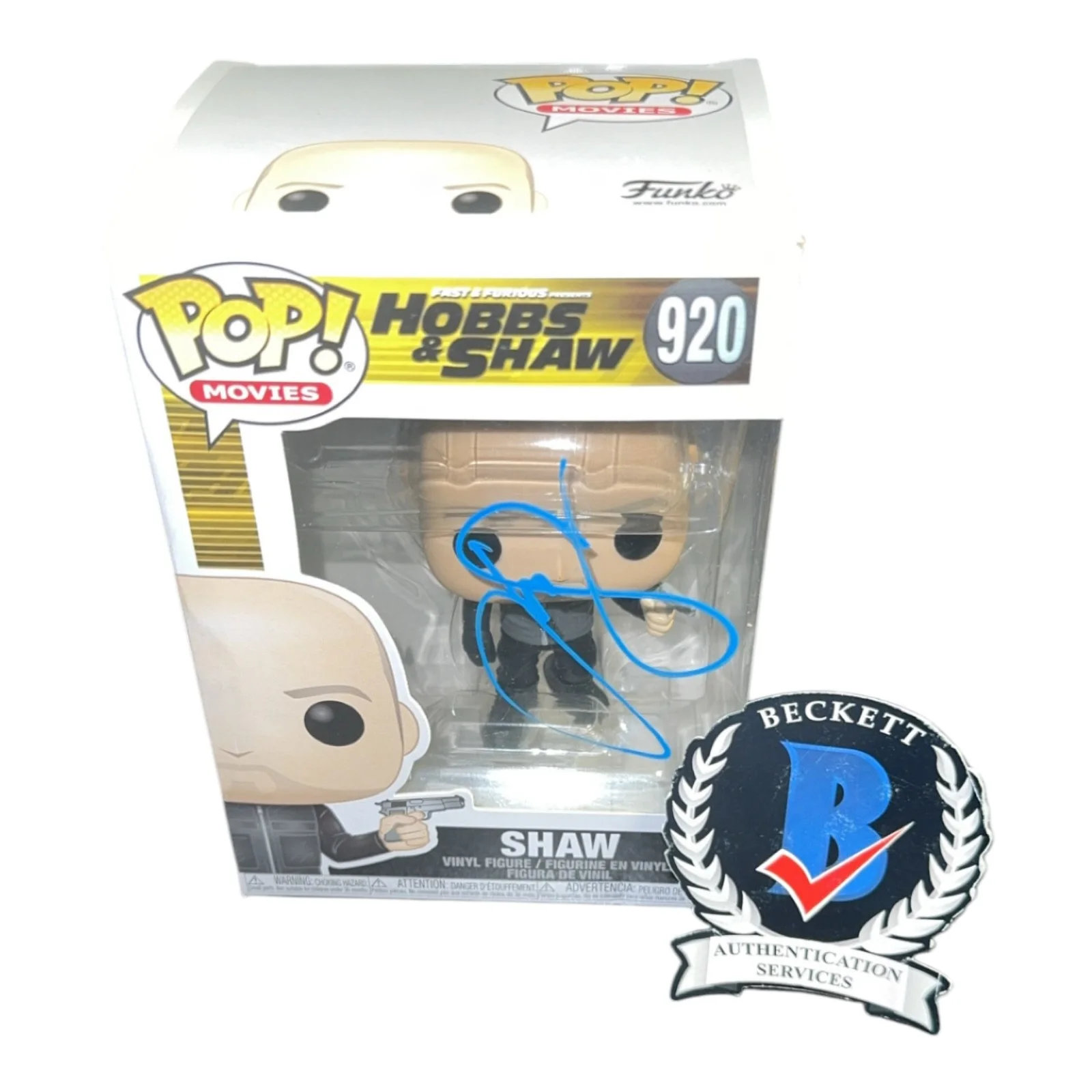 Jason Statham — Jason Statham Signed Autograph Hobbs & Shaw Funko Pop 920 Beckett BAS Shaw