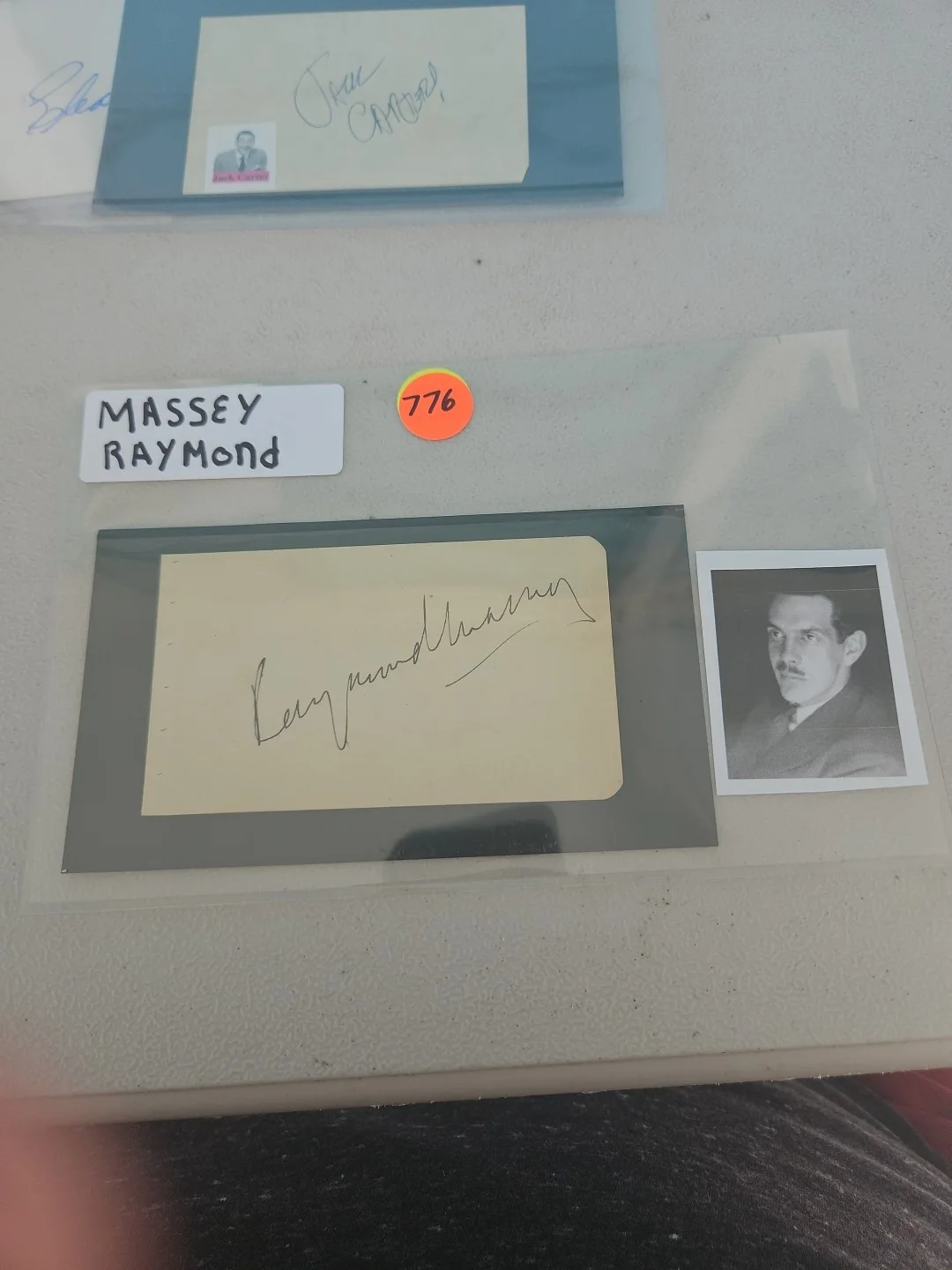raymond massey — Raymond Massey Signed 4x2.5 Piece Of Paper