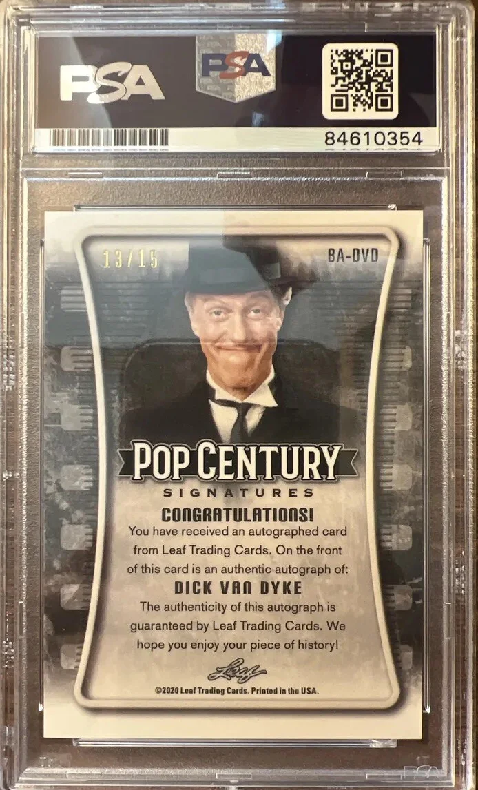 Dick Van Dyke — Pop 1 Dick Van Dyke signed Leaf Century Card PSA DNA Auto Mary Poppins Celebrity, изображение 2