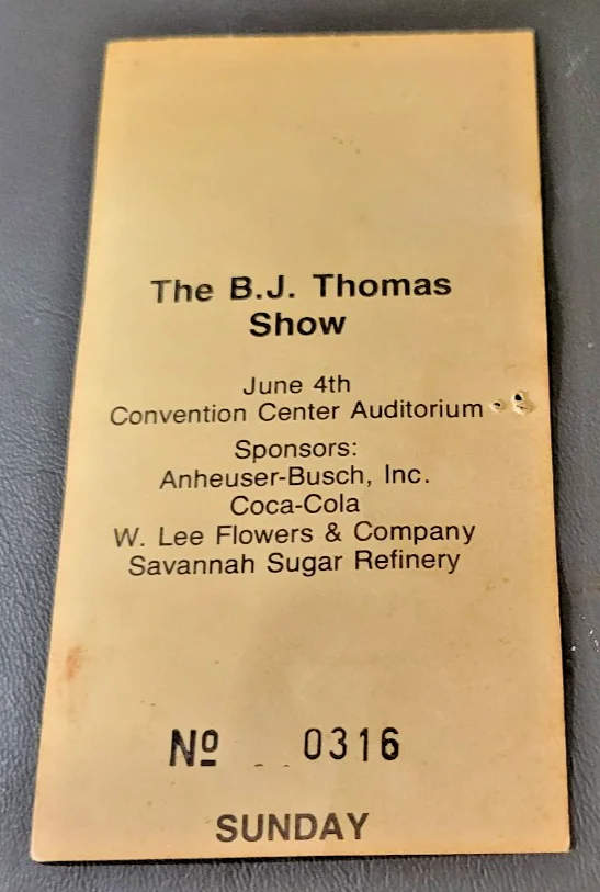 BJ THOMAS Show SIGNED AUTOGRAPHED CONCERT TICKET, image 4
