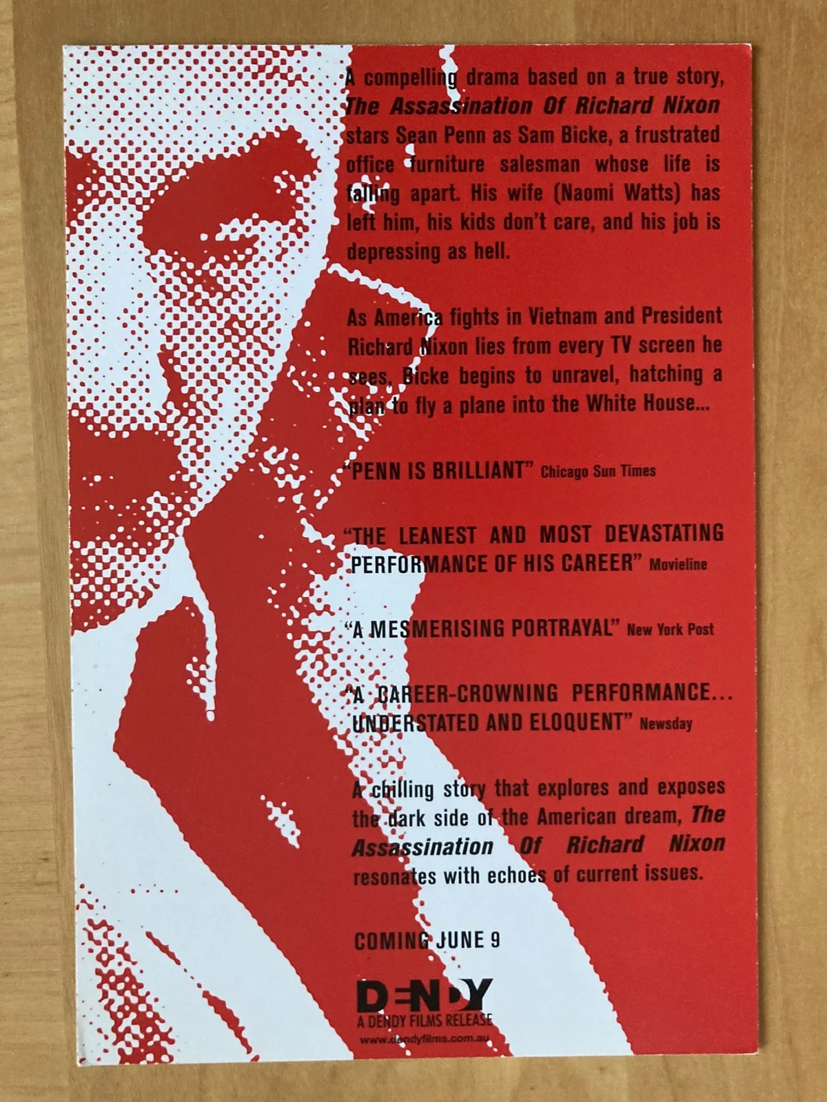 The Assassination of Richard Nixon promotional postcard, image 2