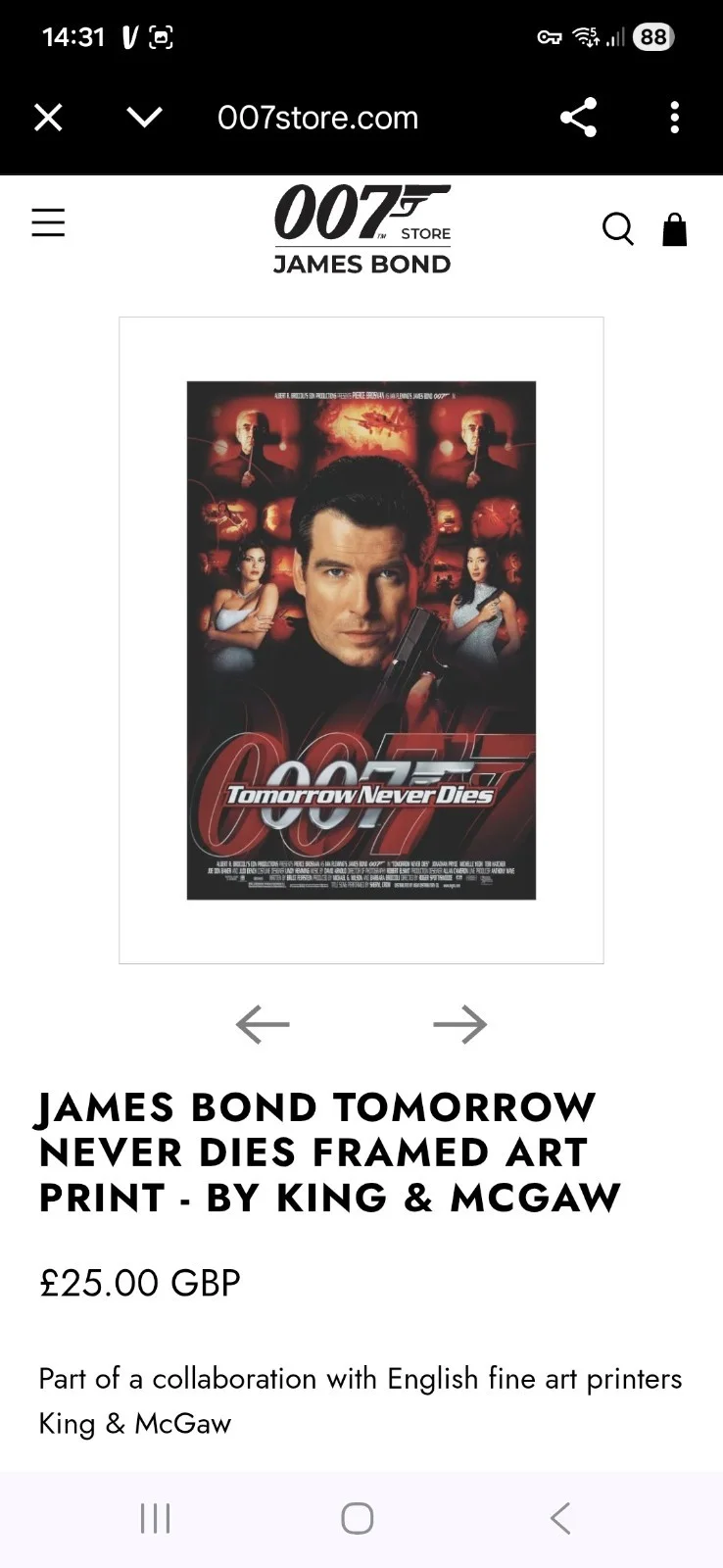 James Bond Tomorrow Never Dies 007 Mounted Print New & Sealed, image 4