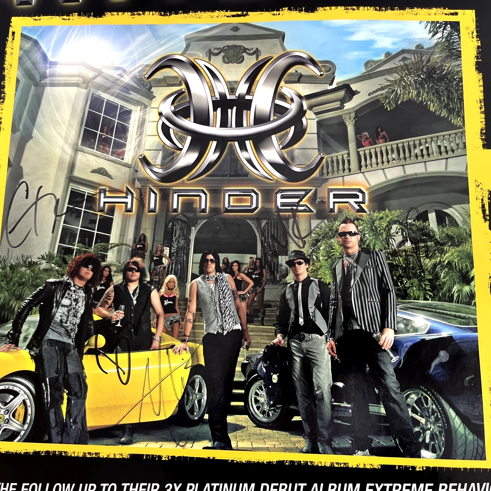 HINDER Rare 2008 DOUBLE SIDED TOUR PROMO POSTER for Take Limit CD 18x24 SIGNED, изображение 2