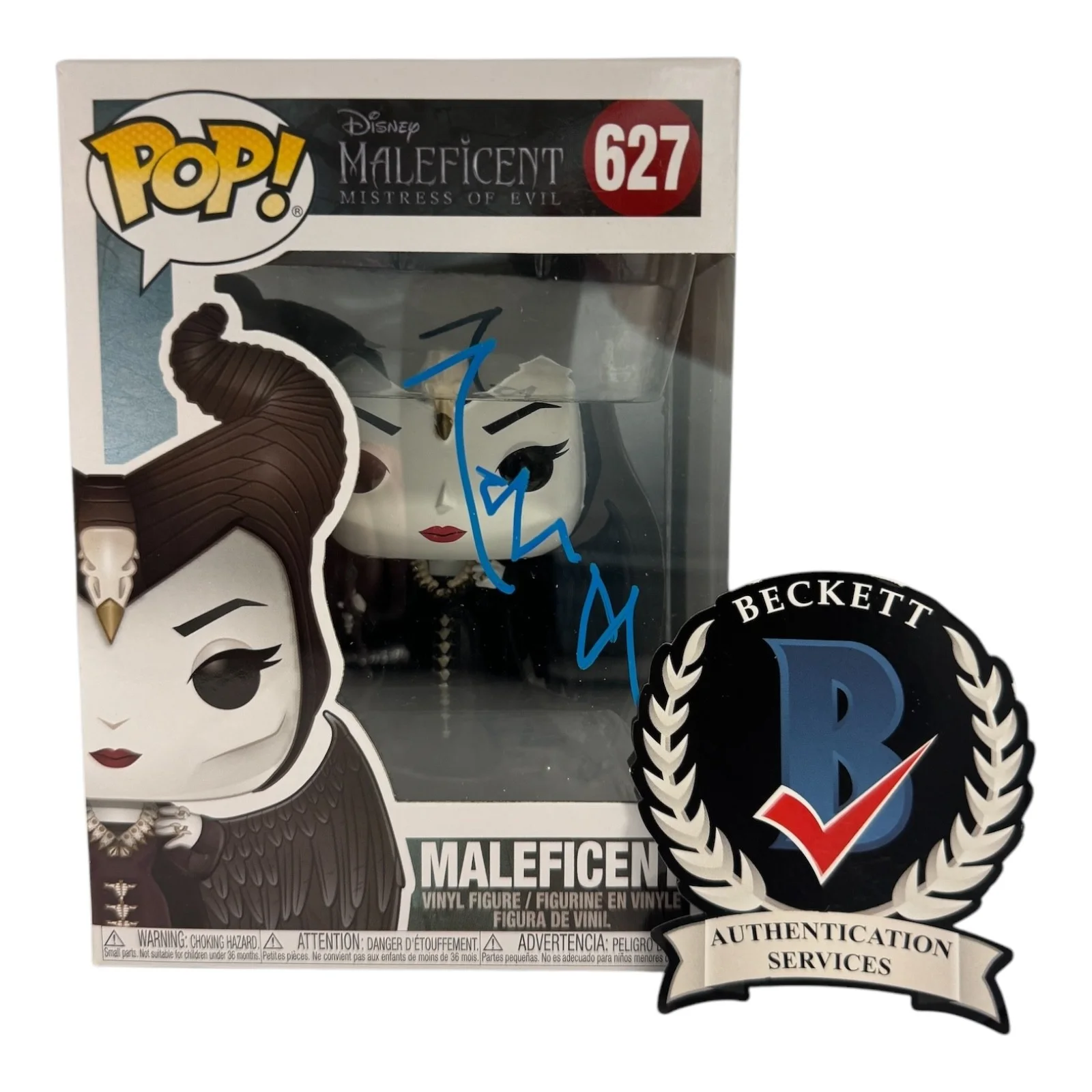 ANGELINA JOLIE — ANGELINA JOLIE SIGNED AUTOGRAPH MALEFICENT FUNKO POP 627 BECKETT BAS