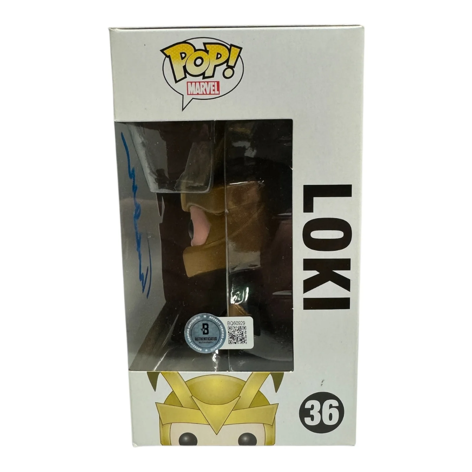 Tom Hiddleston — Tom Hiddleston Signed Autograph Loki Funko Pop 1312 Beckett BAS Marvel, image 2