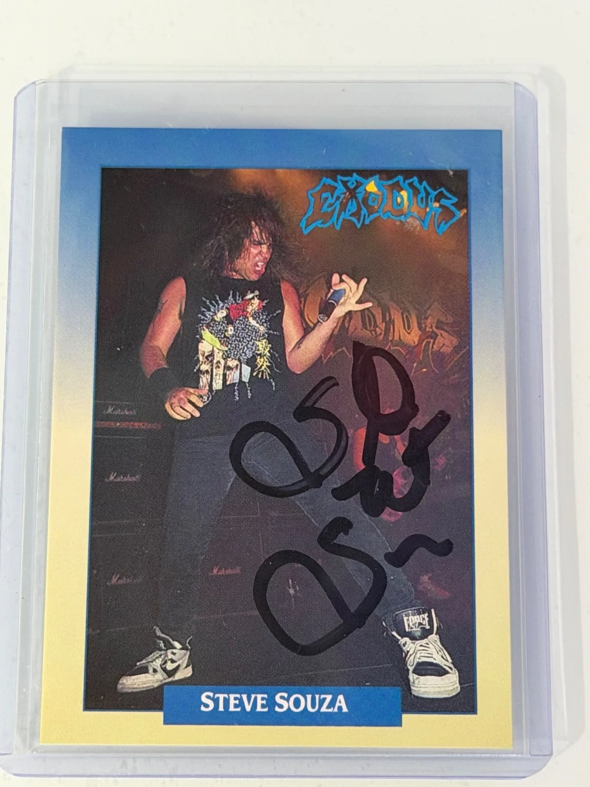 STEVE ZETRO SOUZA of EXODUS SIGNED 1991 BROCKUM ROCK CARD #138, изображение 3