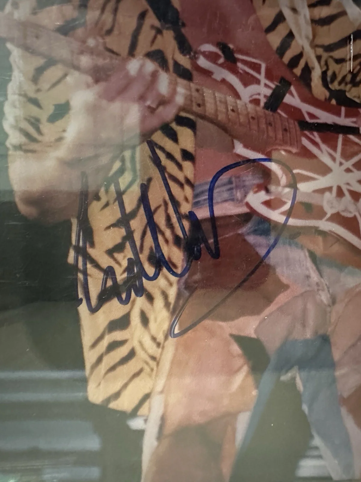 Custom Framed Signed 8 X 10 Photo Of Eddie Van Halen With A Full-Size Guitar, image 2