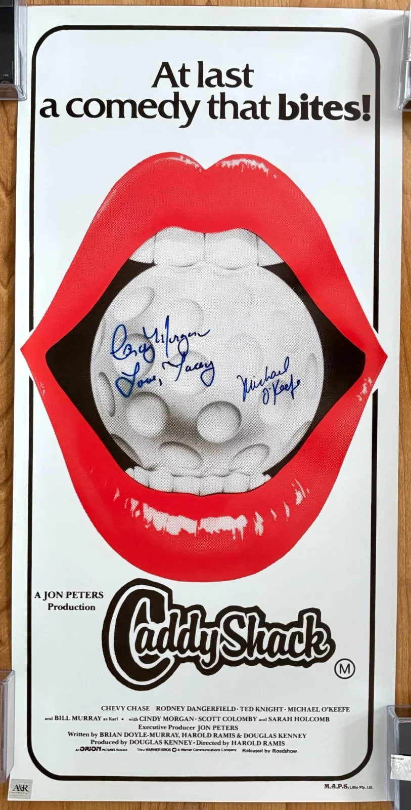 Cindy Morgan, Michael O'Keefe — Caddyshack Cindy Morgan Michael O'Keefe Signed Australian Lobby Movie Poster, изображение 3
