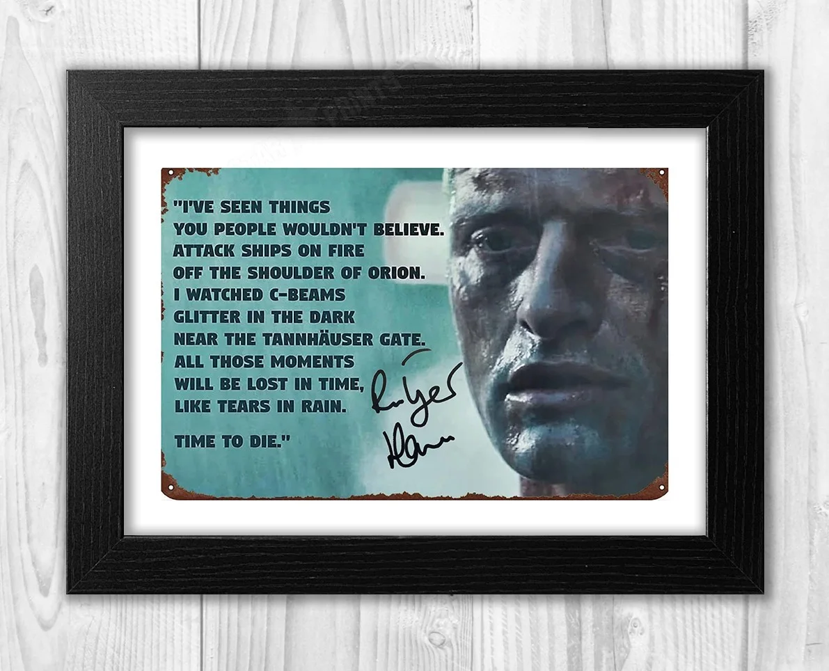 Rutger Hauer Bladerunner speech A4 repro signed mounted poster Choice of frame., image 2