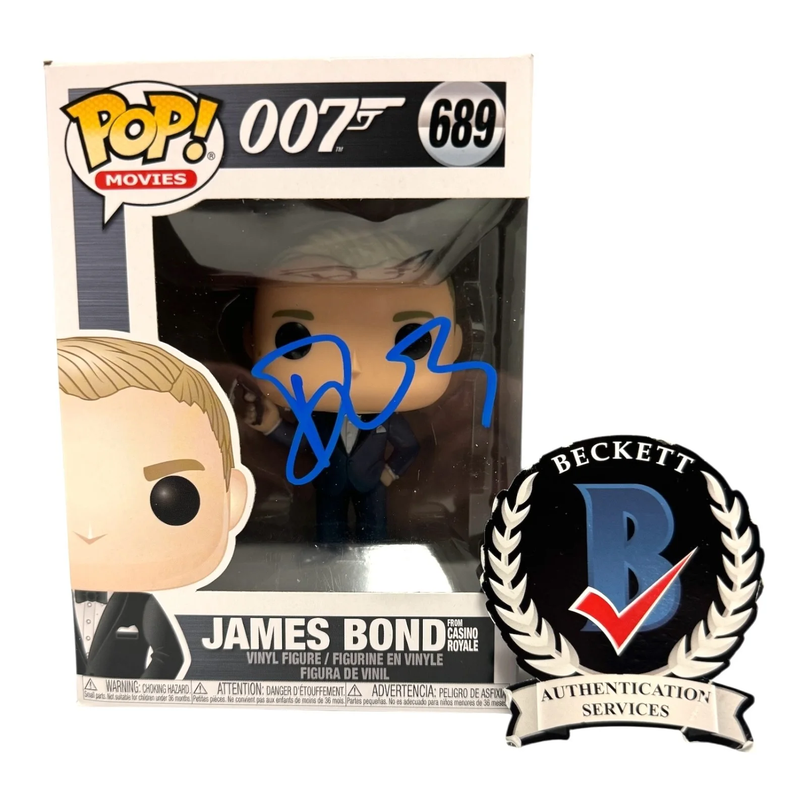 DANIEL CRAIG — DANIEL CRAIG SIGNED AUTOGRAPH JAMES BOND FUNKO POP 689 BECKETT BAS COA 007