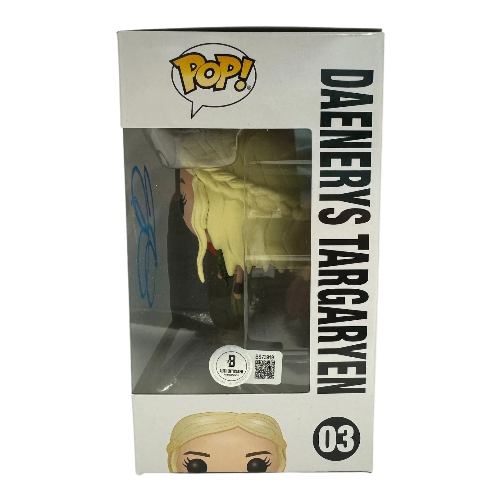 EMILIA CLARKE — EMILIA CLARKE SIGNED AUTOGRAPH GAME OF THRONES FUNKO POP 03 BECKETT DAENERYS, изображение 2
