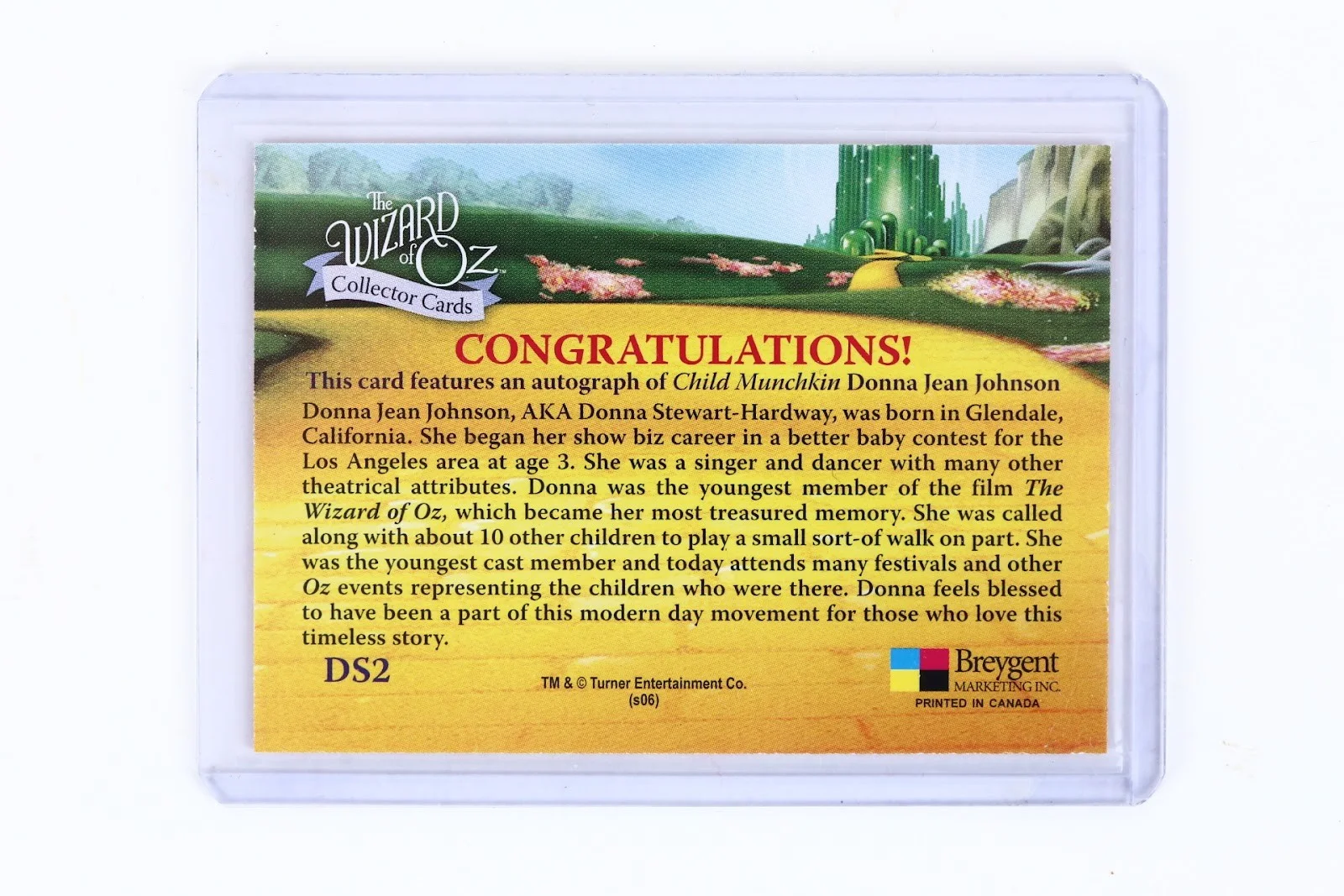 Wizard of Oz Donna Jean Johnson Autograph Card by Breygent, изображение 2