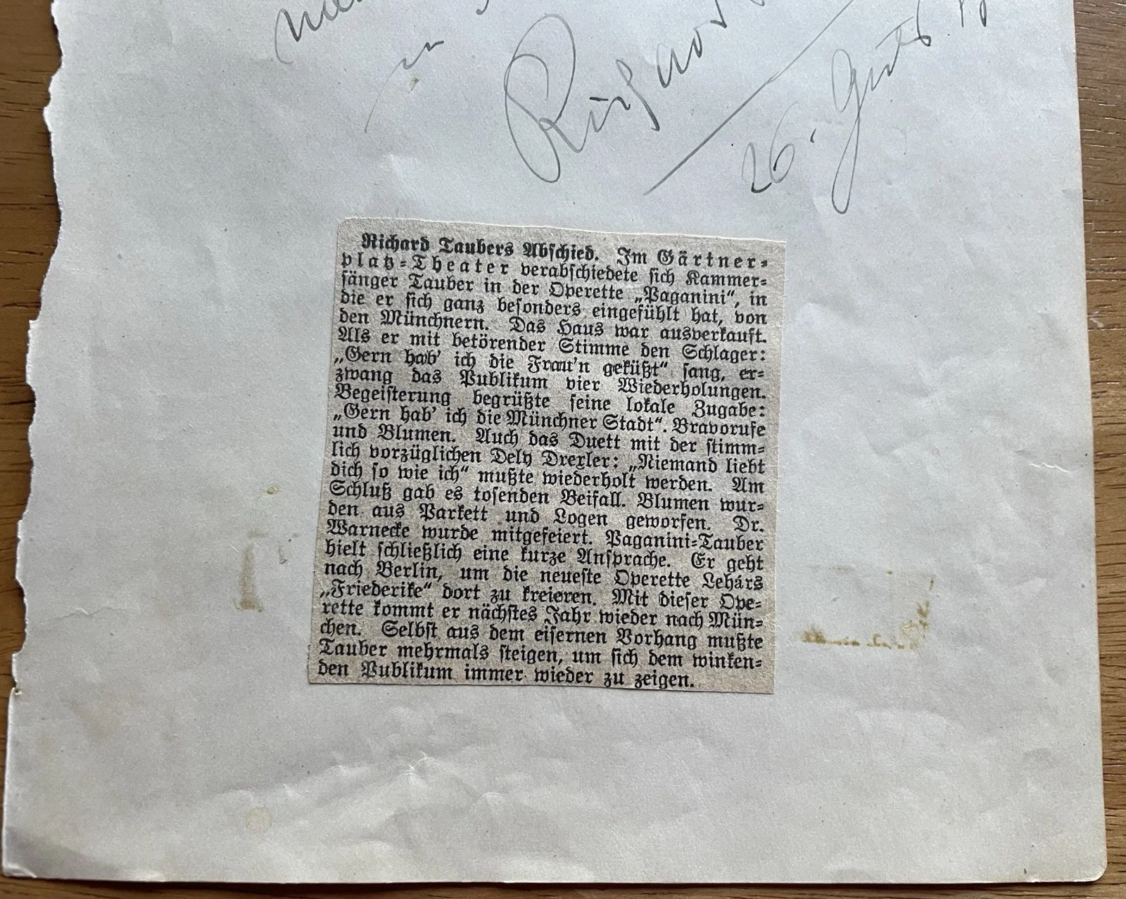 Austrian Opera Tenor and Actor Richard Tauber Autograph, image 2