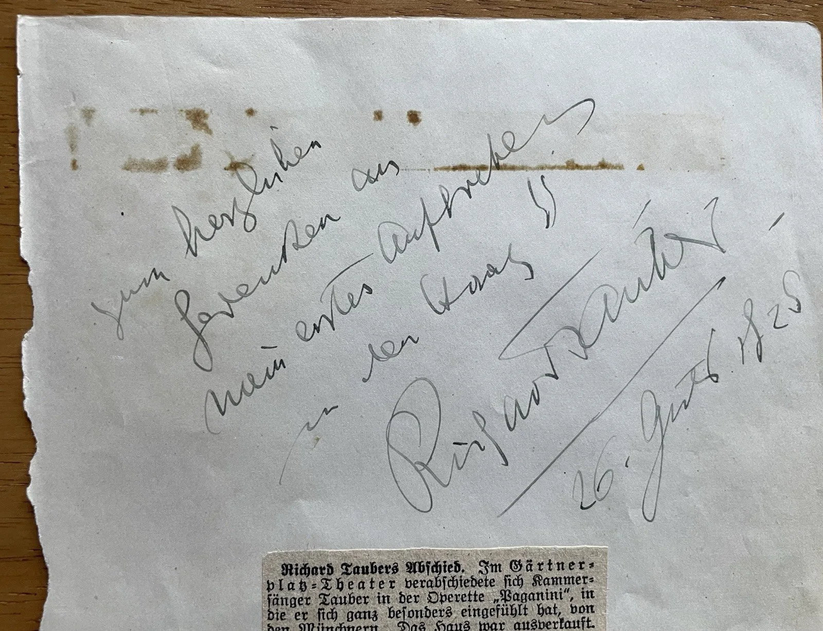 Austrian Opera Tenor and Actor Richard Tauber Autograph, image 4