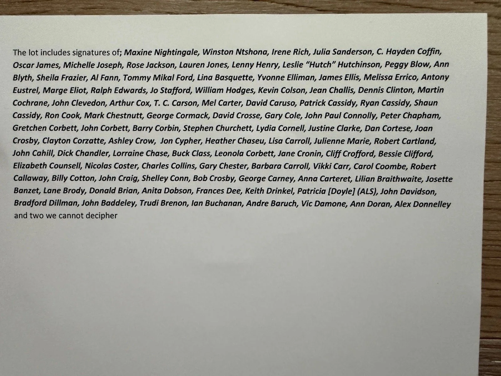 Lot of 100 signatures of movie stars & musicians Todd Mueller LOA, изображение 3