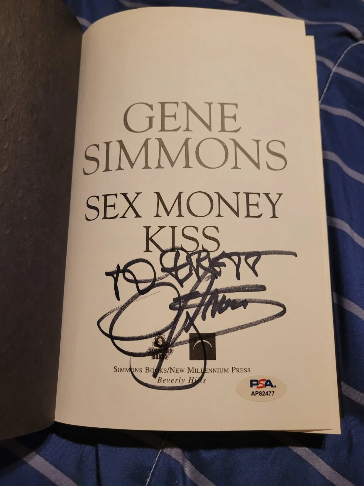 Gene Simmons Kiss Signed autograph Book PSA COA Sex Money Kiss Authentic, изображение 2