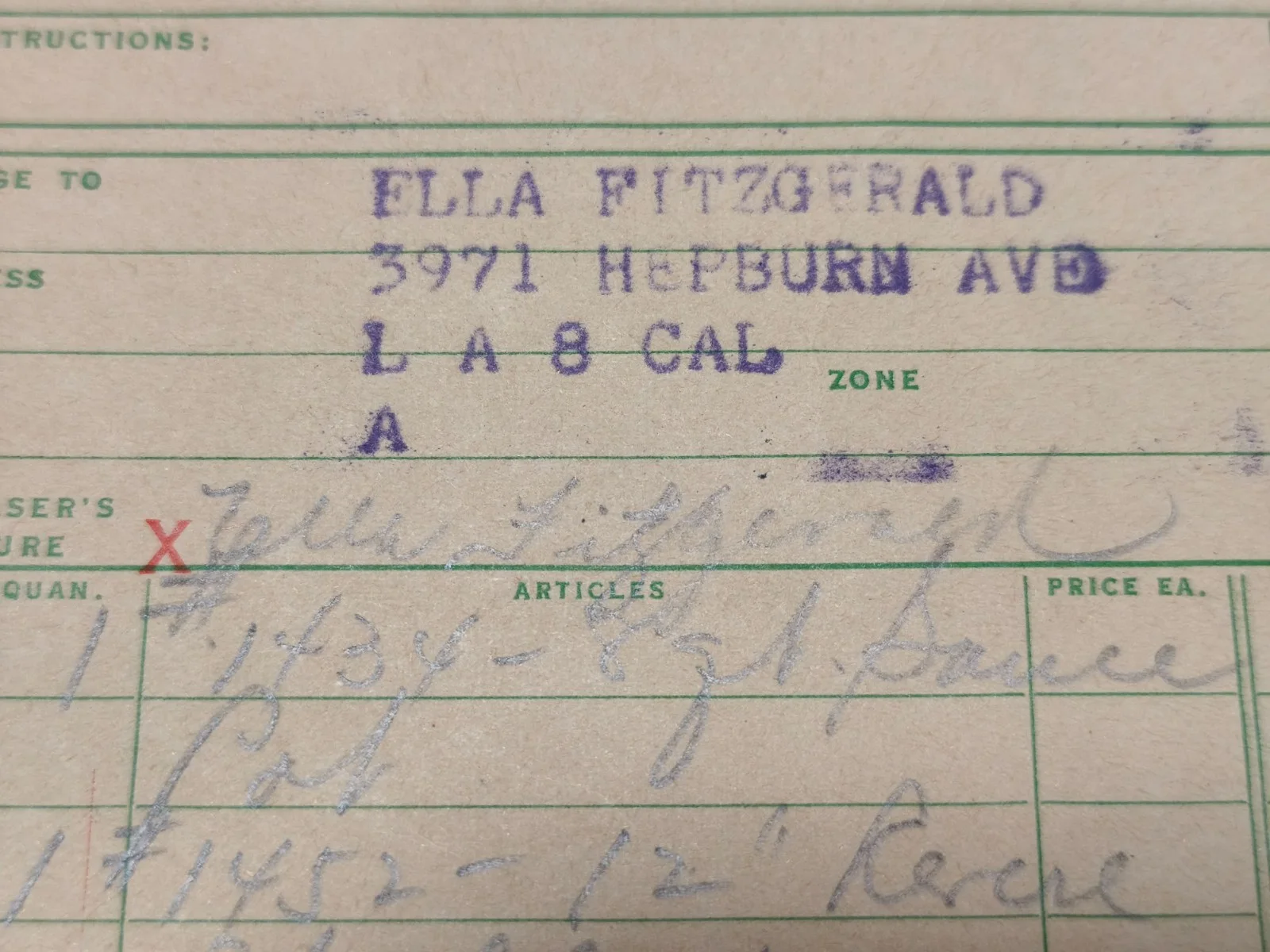 ELLA FITZGERALD Signed autographed Receipt original jazz great rare, image 2