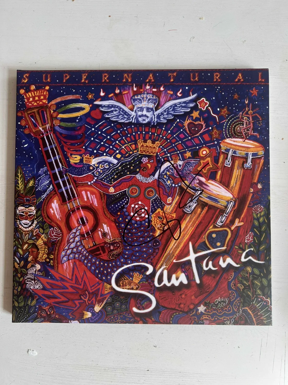 Carlos Santana Santana Supernatural Autographed Signed Album Vinyl LP w/COA, изображение 3