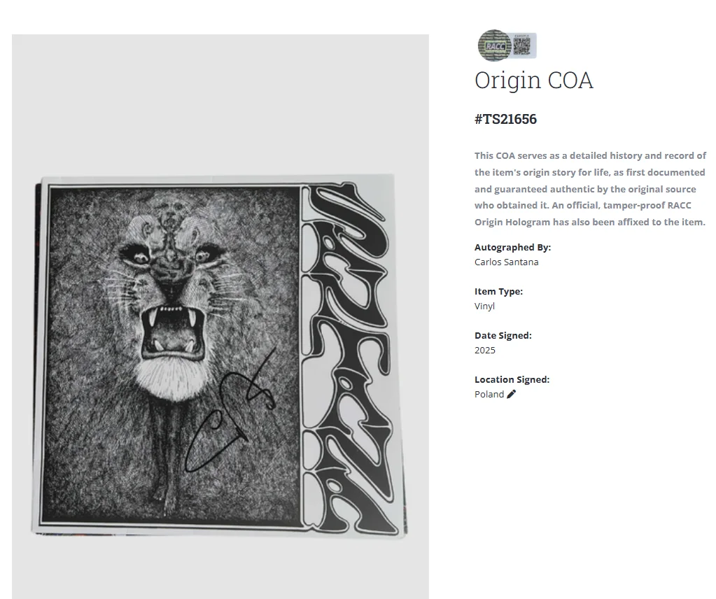 Carlos Santana Santana I Autographed Signed Album Vinyl Record LP w/COA, изображение 2