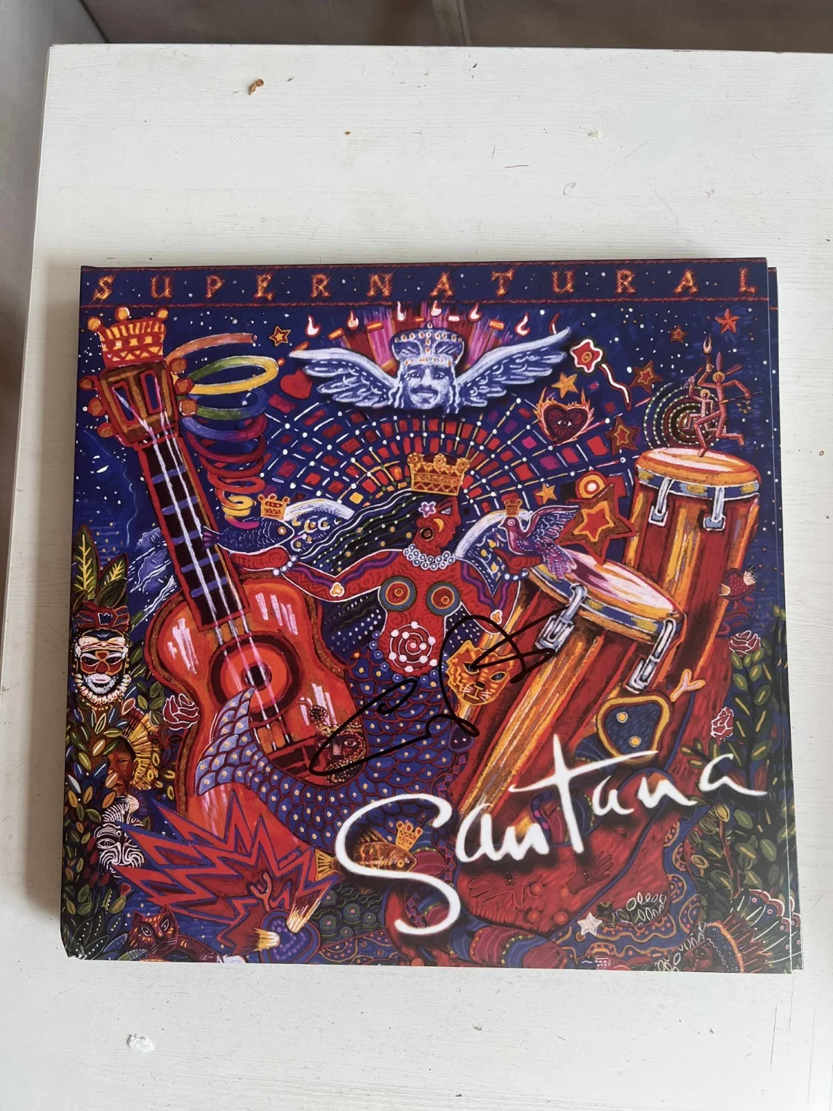 Carlos Santana Santana Supernatural Autographed Signed Album Vinyl LP w/COA, изображение 3