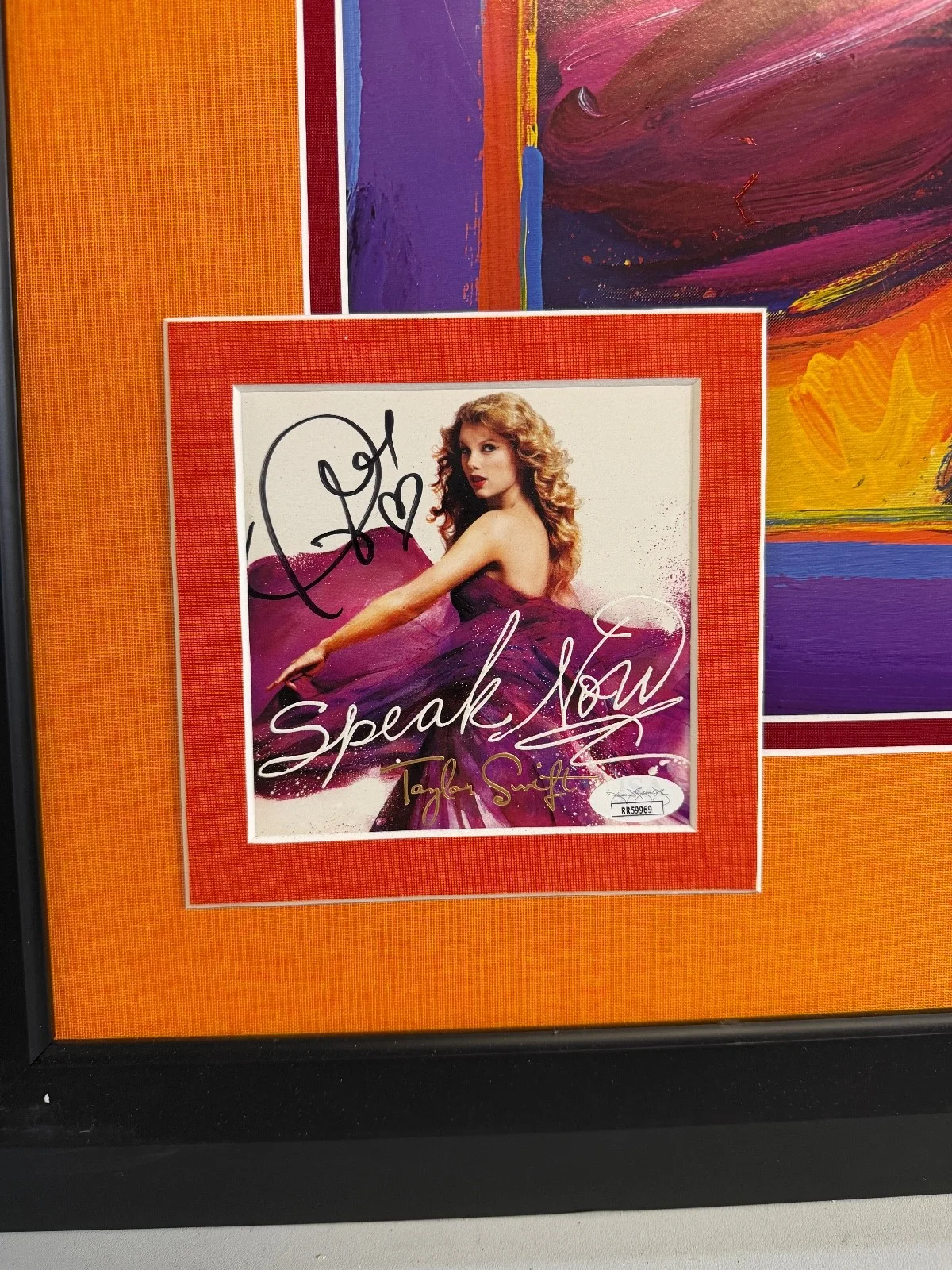 Taylor Swift & Peter Max Signed Autograph Speak Now 32x32 Custom Framed JSA, image 3