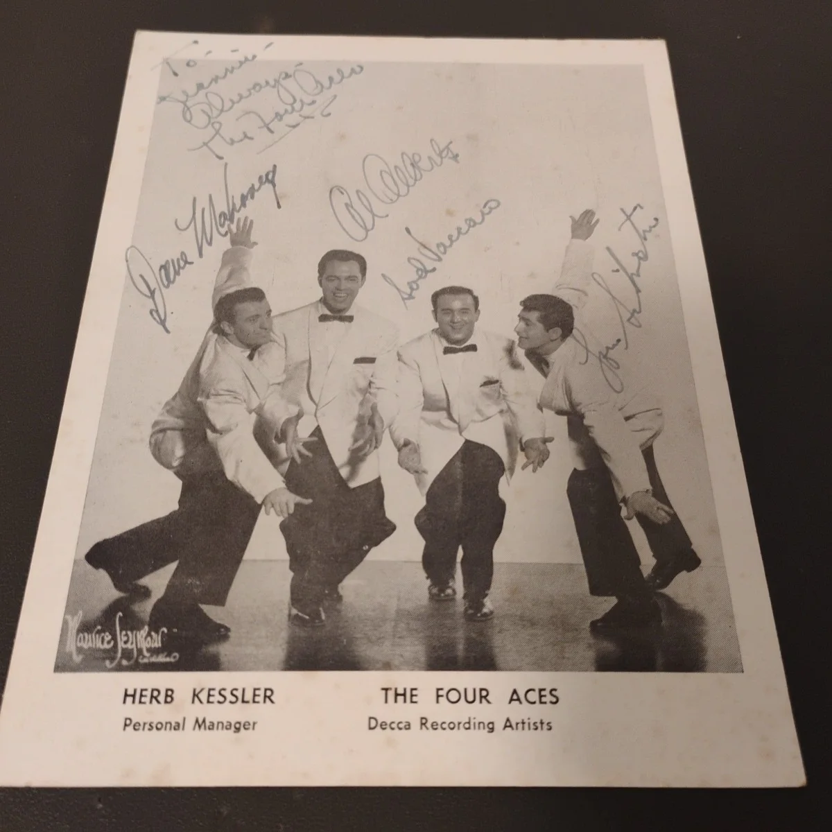 Vintage Autographed 5x7 Photo Of The Four Aces, изображение 3