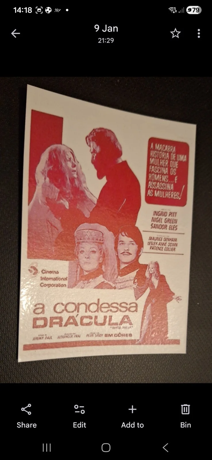 VINTAGE "Countess Dracula" 1970 UK Film Release Poster Fine Art Modern Postcard, изображение 3
