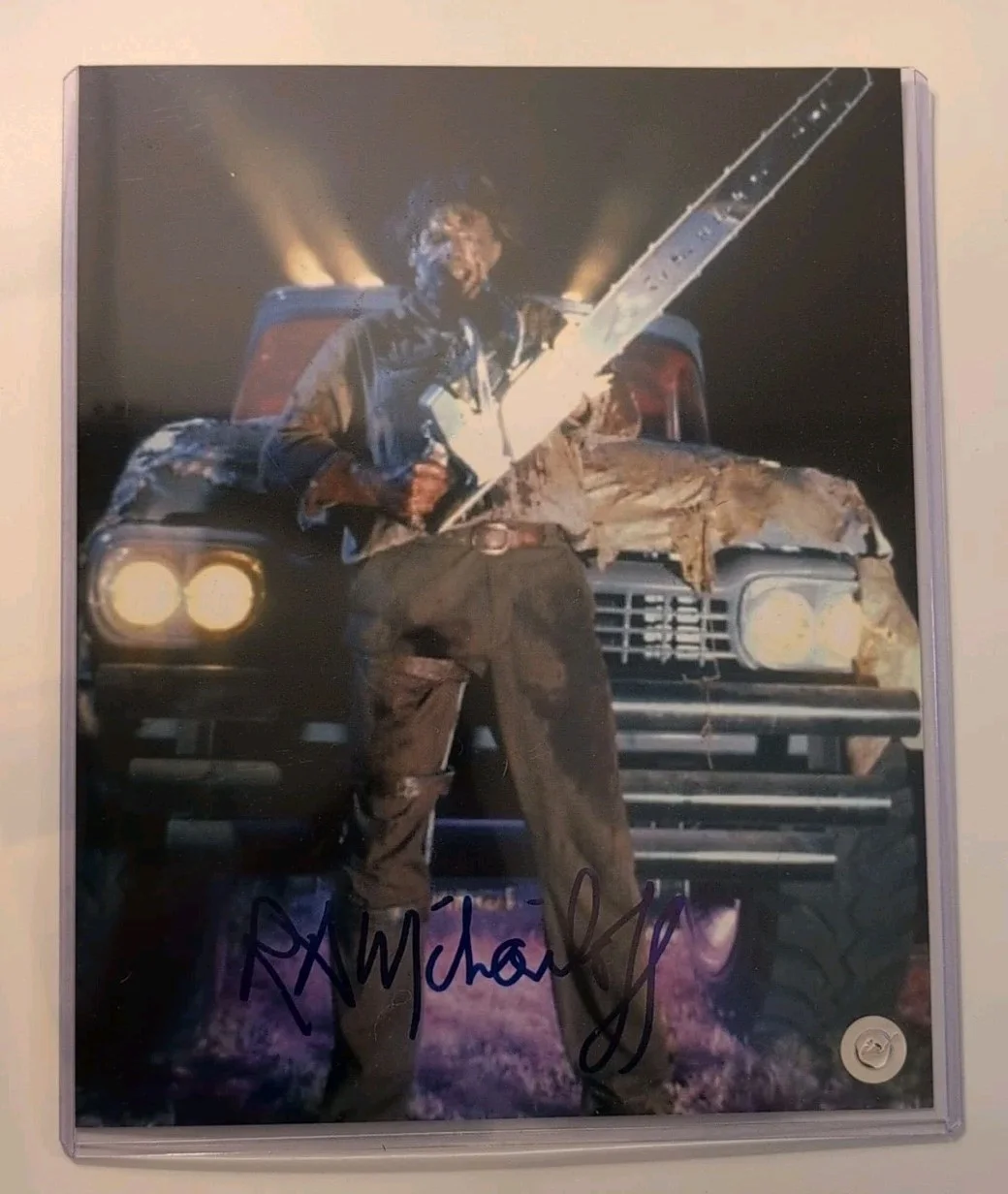 R.A. Mihailoff — R.A. Mihailoff Leatherface The Texas Chainsaw Massacre Signed Photo w/COA By IA