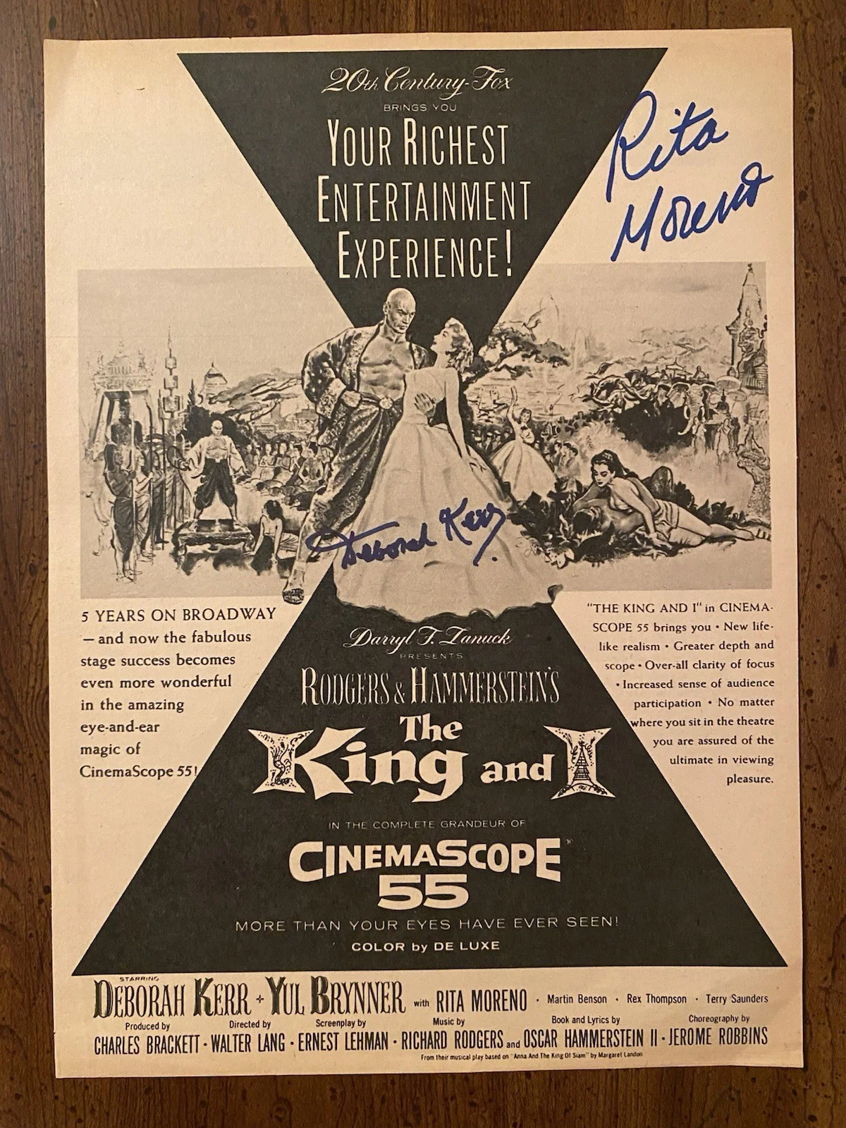 Deborah Kerr, Rita Moreno — Deborah Kerr Rita Moreno Signed Autographed The King And I Photo With COA