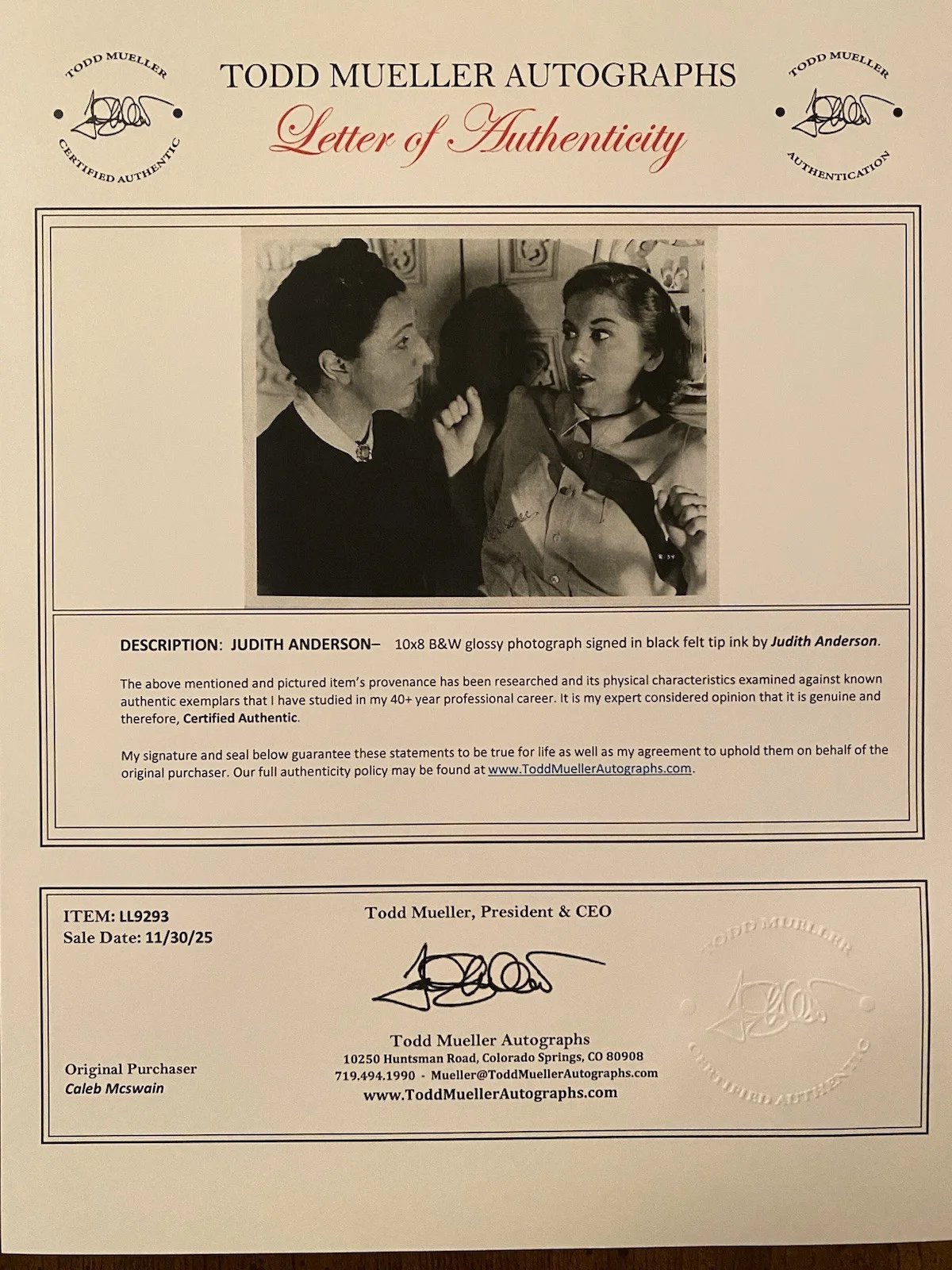 Judith Anderson — Judith Anderson Signed Autographed Photo With COA Rebecca Alfred Hitchcock RARE, изображение 4