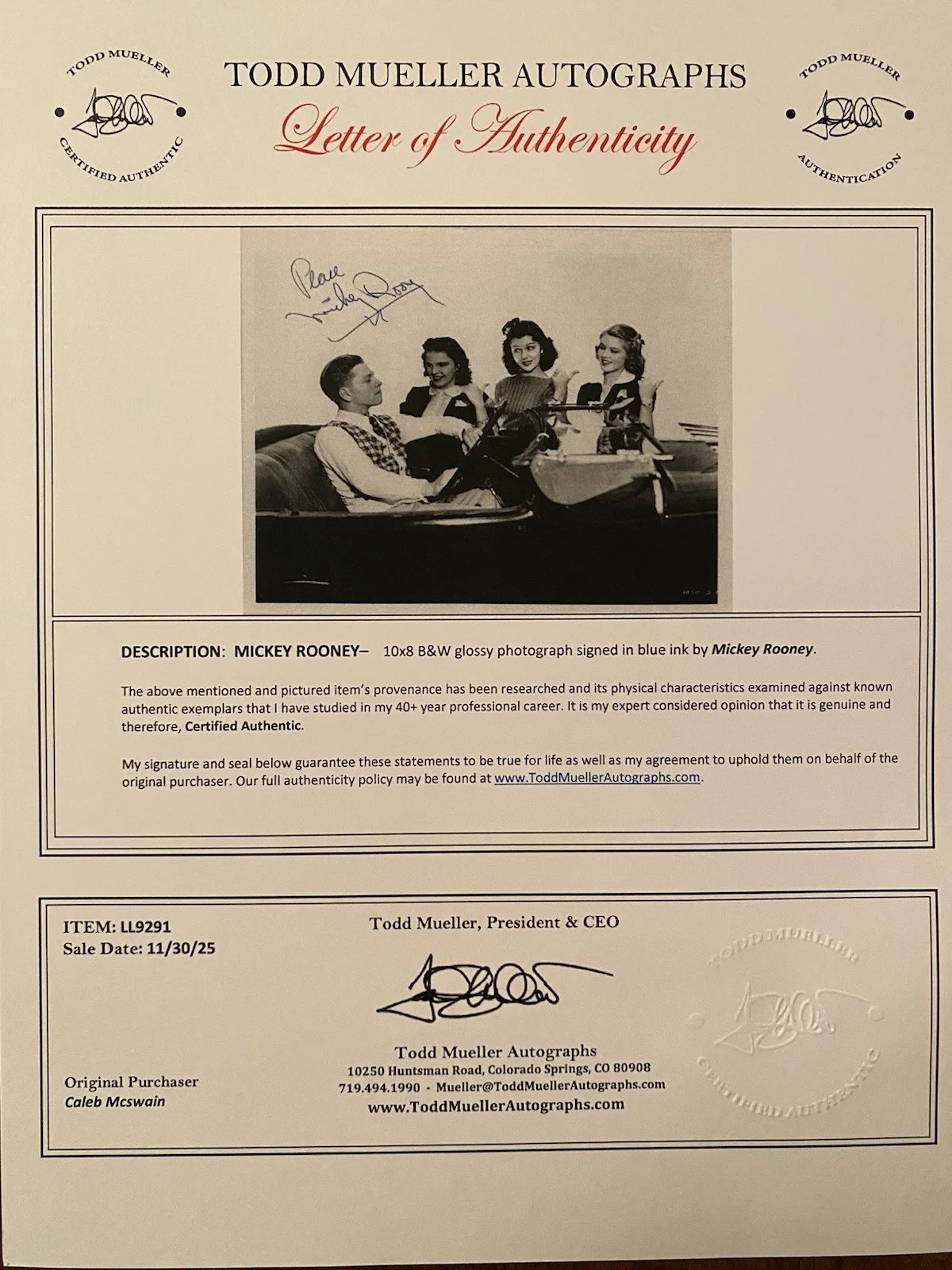 Mickey Rooney — Mickey Rooney Signed Autographed 10x8 Photo With COA Love Finds Andy Hardy RARE, изображение 4