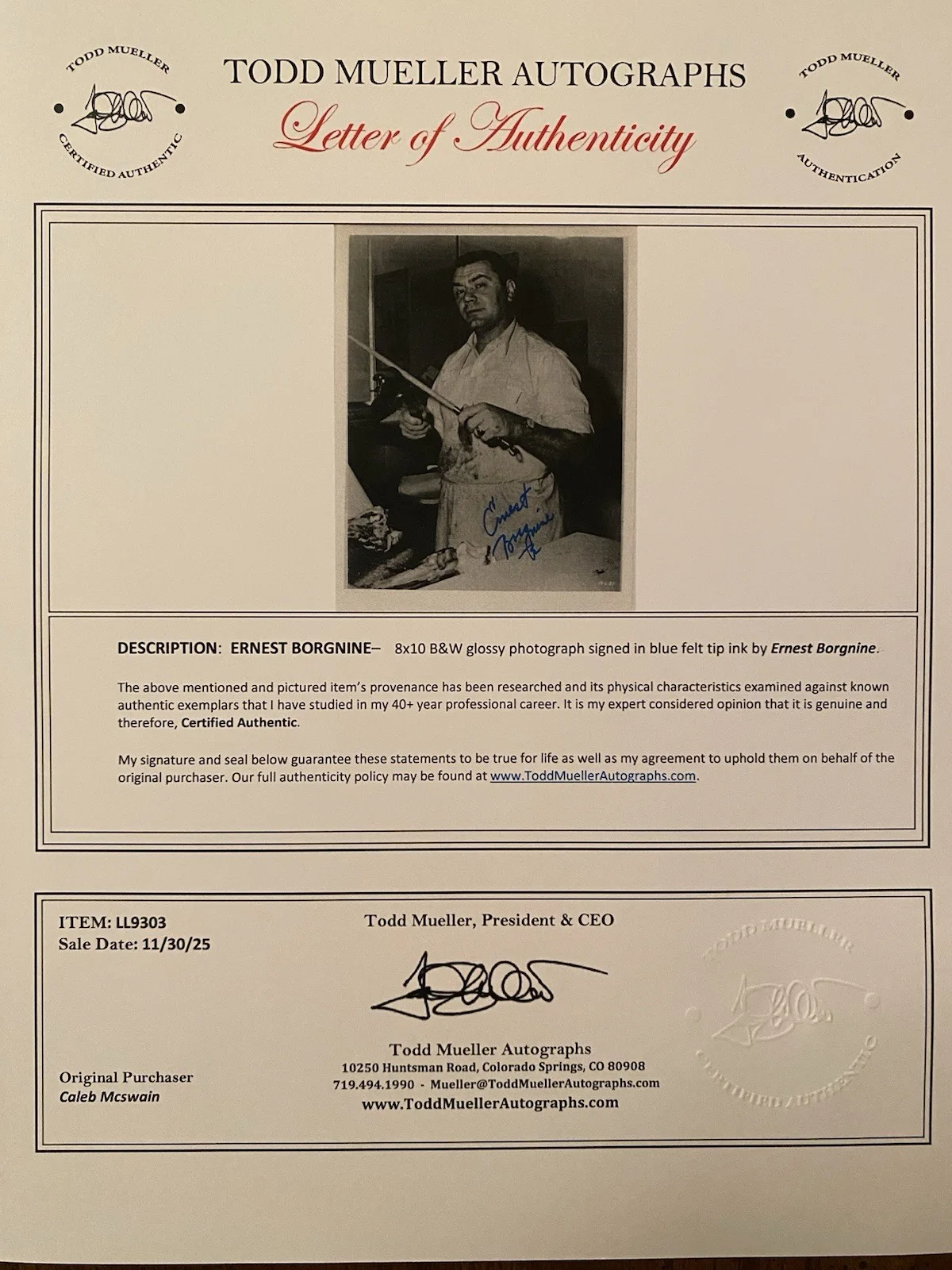 Ernest Borgnine — Ernest Borgnine Signed Autographed 8x10 Photo With COA Marty McHale’s Navy, изображение 4