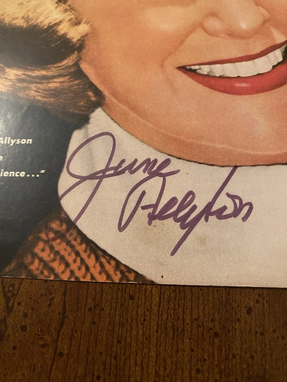 June Allyson — June Allyson Signed Autographed Vintage Motion Picture Magazine With COA, изображение 3