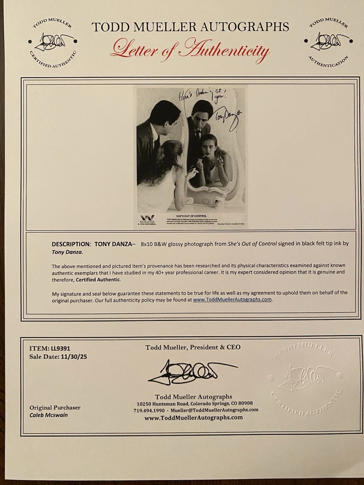Tony Danza — Tony Danza Signed Autographed Photo With COA She’s Out Of Control, изображение 5