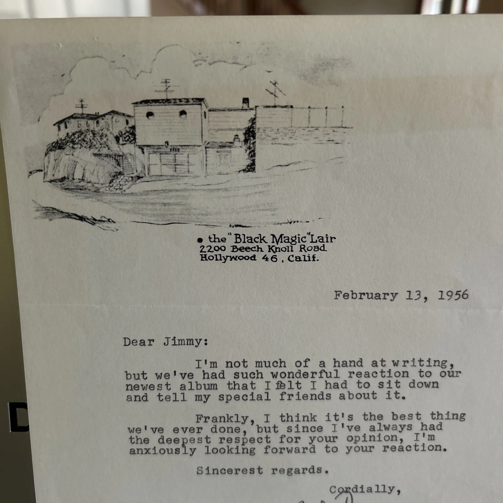 Billy Daniels Signed Personal Typed Letter 1956 Black Magic Lair Letterhead s967, изображение 3