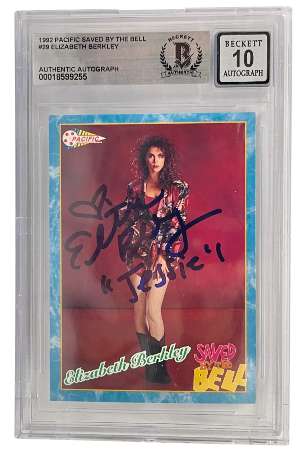 Elizabeth Berkley — Elizabeth Berkley Signed Saved by the Bell 1992 Pacific Card #29 Beckett Auto 10