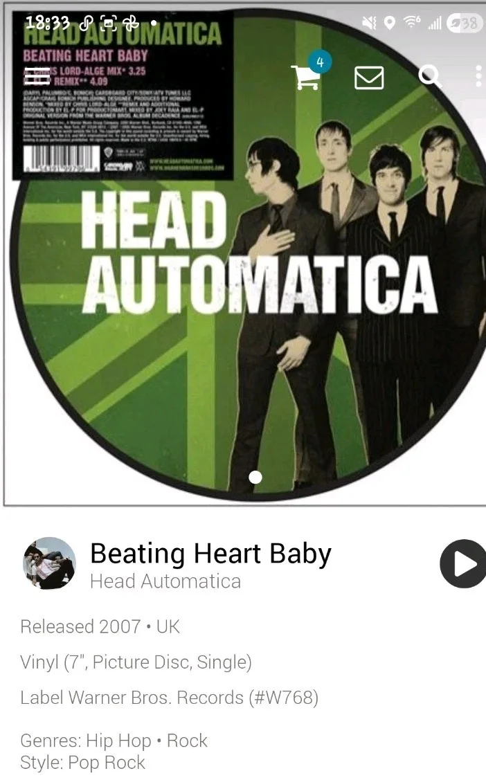 Signed Head Automatica 7” Beating 💓 Baby Picture Vinyl Glassjaw All Members Imp, изображение 2