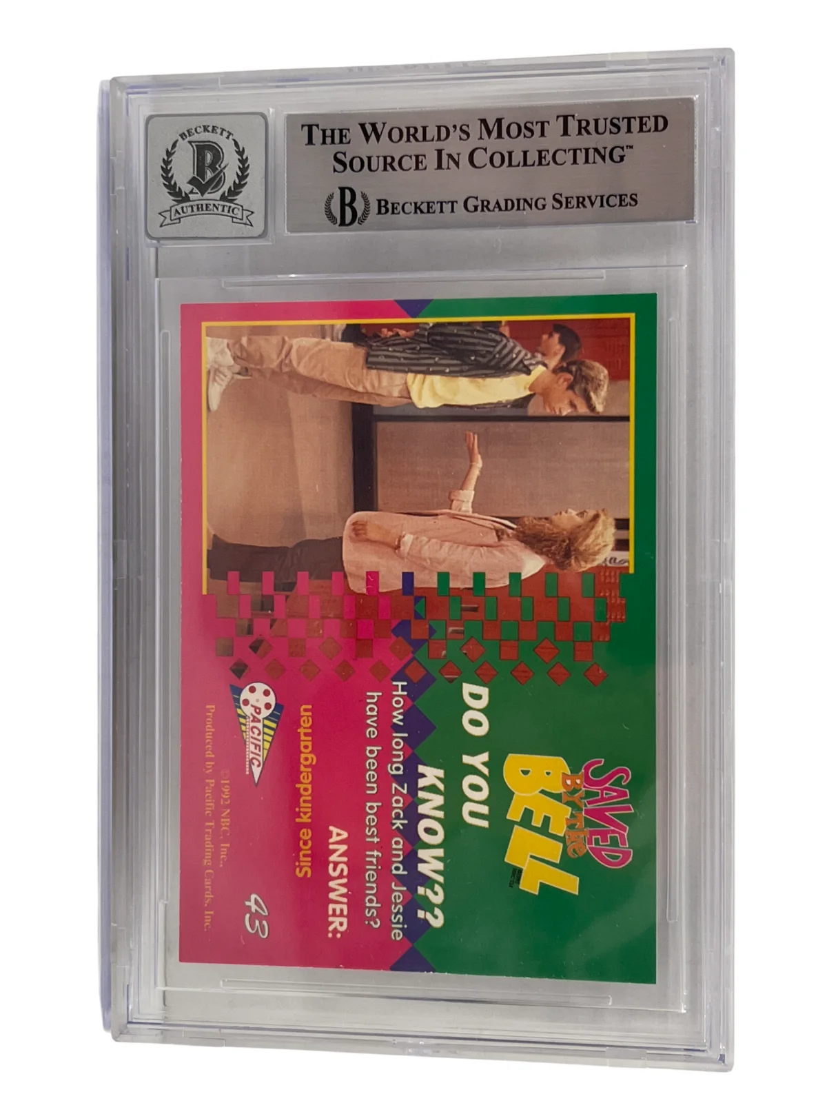 Elizabeth Berkley — Elizabeth Berkley Signed Saved by the Bell 1992 Pacific Card #43 Beckett Auto 10, изображение 2