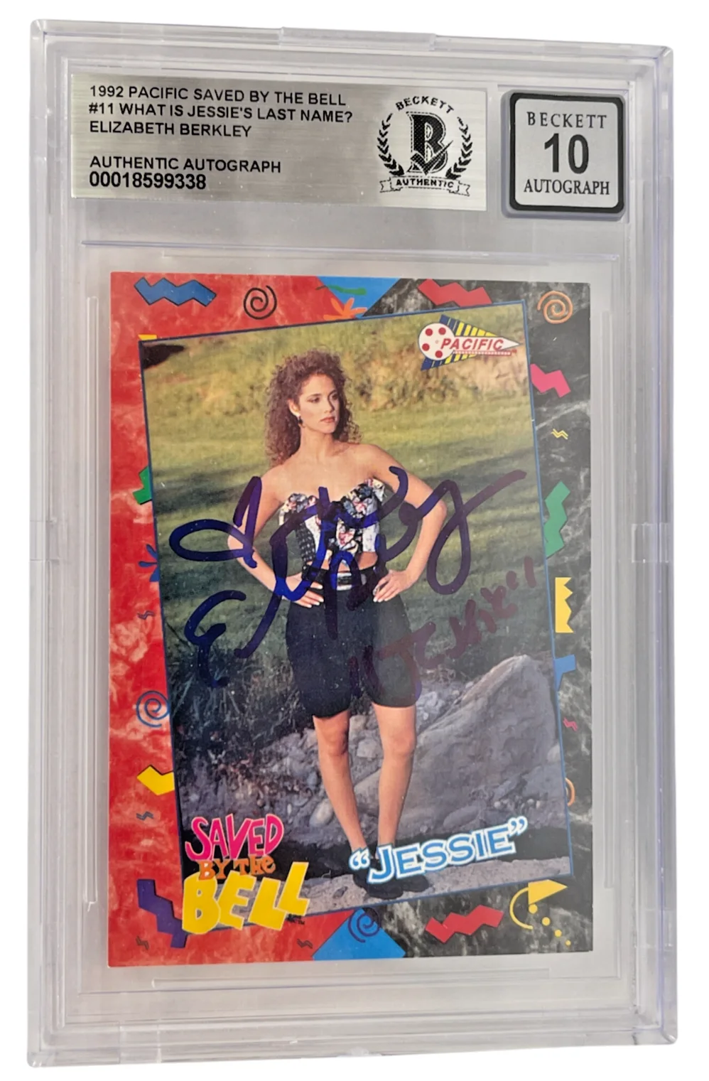 Elizabeth Berkley — Elizabeth Berkley Signed Saved by the Bell 1992 Pacific Card #11 Beckett Auto 10