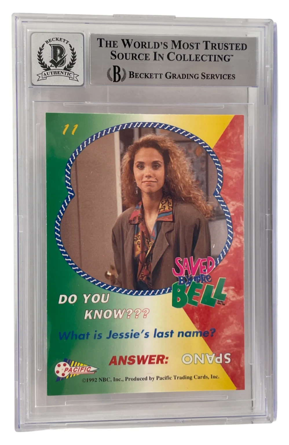 Elizabeth Berkley — Elizabeth Berkley Signed Saved by the Bell 1992 Pacific Card #11 Beckett Auto 10, изображение 2