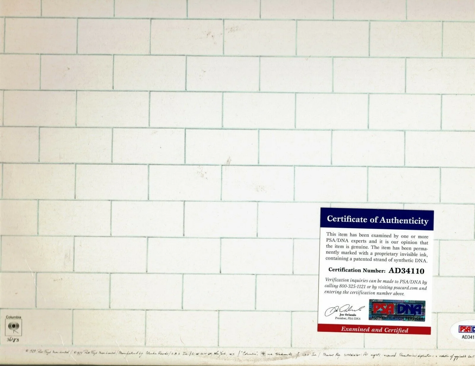 Pink Floyd The Wall Roger Waters Signed Vinyl PSA/DNA, image 4