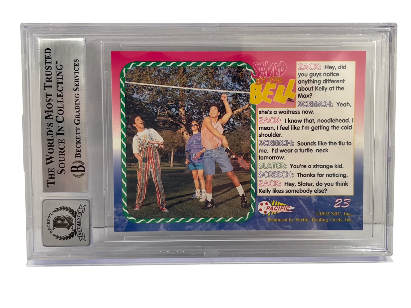Mark-Paul Gosselaar — Mark-Paul Gosselaar Signed Saved by the Bell 1992 Pacific Card #23 Beckett 10, изображение 3