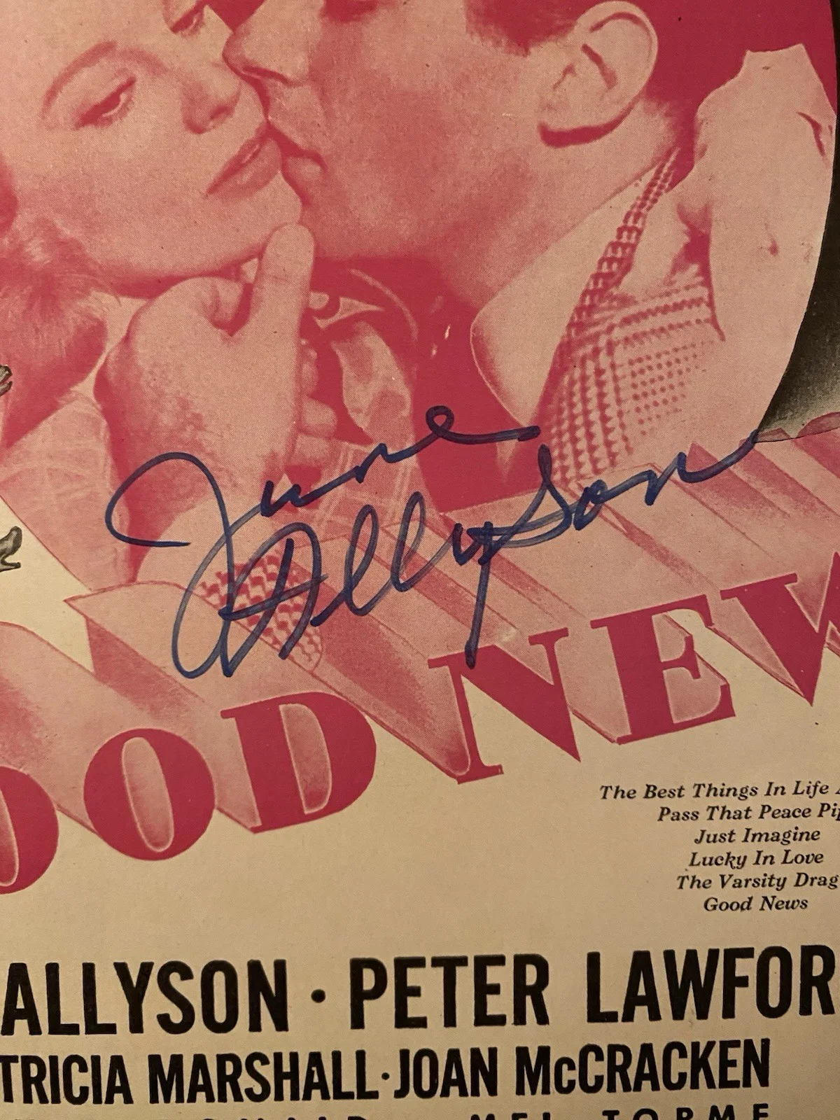 June Allyson — June Allyson Signed Autographed Vintage Sheet Music With COA Good News, изображение 2