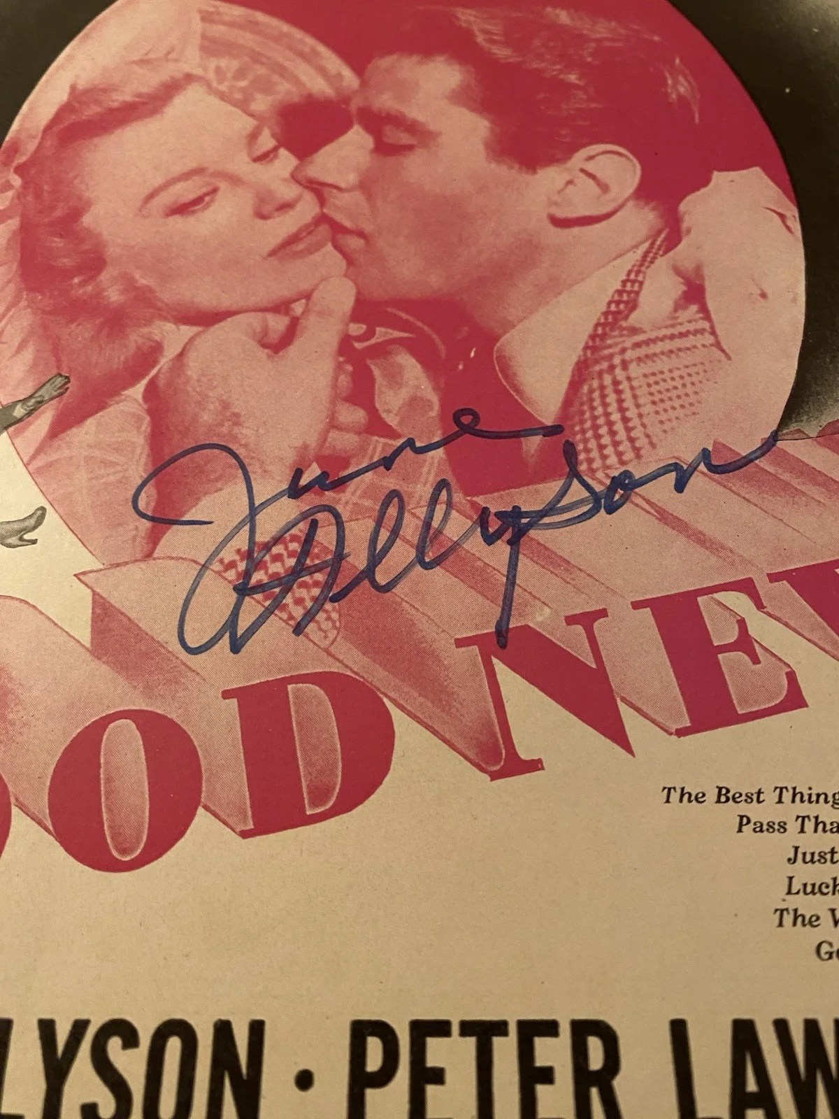 June Allyson — June Allyson Signed Autographed Vintage Sheet Music With COA Good News, изображение 3