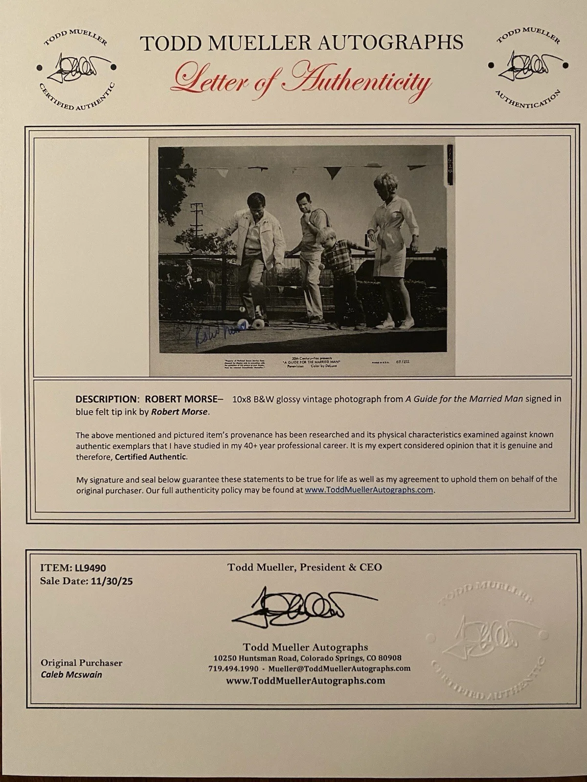 Robert Morse — Robert Morse Signed Autographed Photo With COA A Guide For The Married Man, image 4